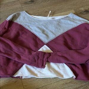Free People Women's Color Block Long Sleeve Light Sweatshirt